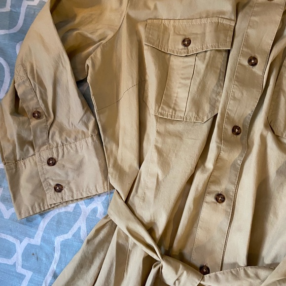 2/$10 Khaki Button Up Dress - Picture 3 of 5